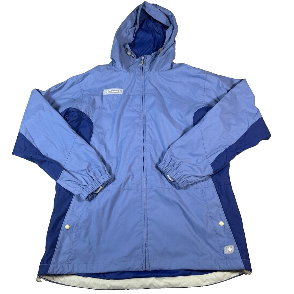 Columbia Hooded Windbreaker Rein Jacket Blue/Dark Blue Full Zip Women Medium